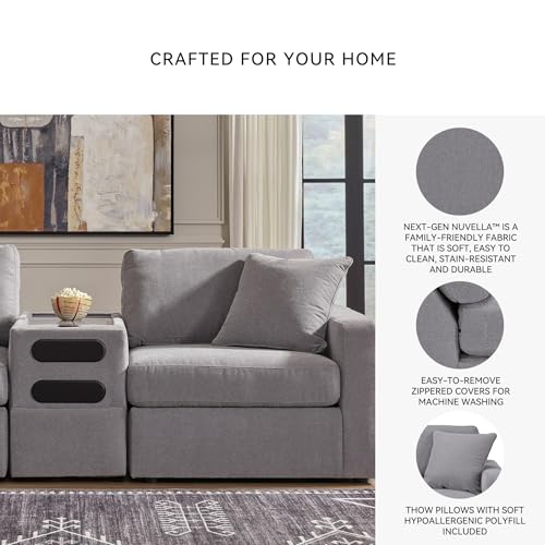 Image of Signature Design by Ashley Modular Sectional with Speakers, Granite
