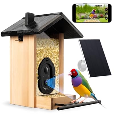 Geeni BirdConnect FeatherCam – Smart Bird Feeder with Camera, AI Bird Identification, Auto Capture, Motion Detection, 1080p HD, Night Vision, Wireless & Solar-Powered