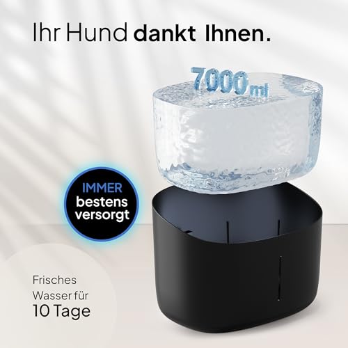 Pretty Paw Trinkbrunnen für Hunde mit 7L Wassertank - Super leiser Hunde Trinkbrunnen - BPA-freier Hundebrunnen mit Filter & LED - Leicht zu reinigender Dog Wasserspender