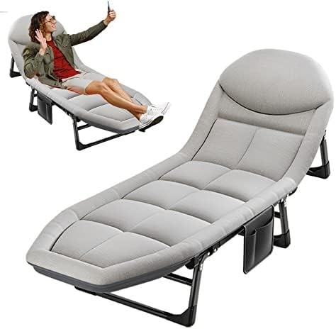 Silla plegable portátil ligera para exteriores con cama ajustable para playa, camping, nics y relaxat, perfecta para comodidad