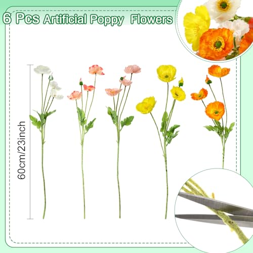 Canlierr UA-CANLIERR-691 6 Pcs Silk Artificial Poppy Faux Poppy Spring Flowers thumb #1