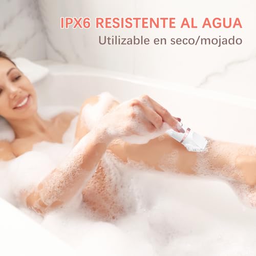 MAXGROOM Afeitadora Eléctrica Mujer, Set de Depiladora Electrica 3 en 1 para Mujeres, IPX6 Utilizable en seco/mojado Recortadora Corporal Mujer, Apto para Facial, Cuerpo y Las Zonas íntimas - imagen 5