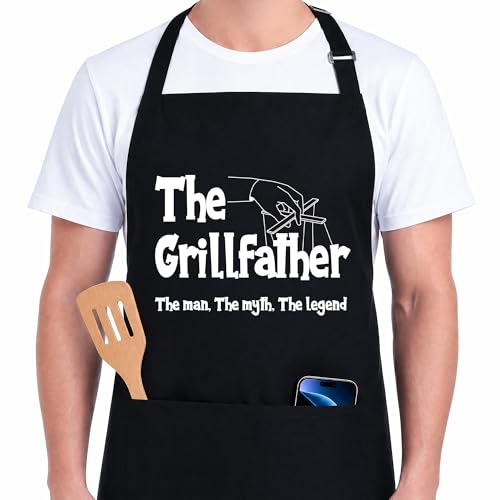 Funny BBQ Grilling Apron for Men, Waterproof Chef Cooking Apron with Adjustable Straps for Backyard Grilling and Gifts