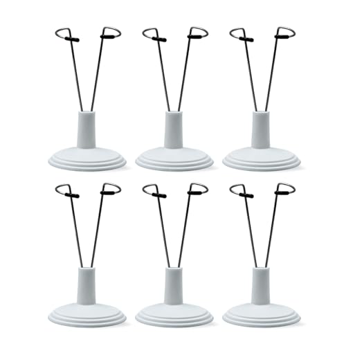 ZY PLUM Adjustable Doll Stand for LABU Display Holder Support for 4-8 Inches Dolls Keep the Standing Position (White 6 Pack)(Doll Not Include)