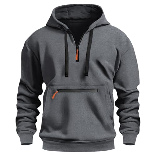 Big and Tall Hoodies for Men Quarter Zip Up Tactical Hoodie Fall Winter Pullover Tops Fashion Hooded Sweatshirt Pockets2