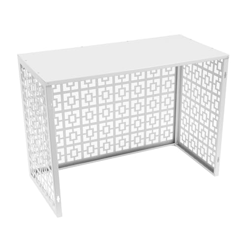 Air Conditioner Fence,Metal Composter Bin Privacy Screens Fence Panels Liberty Lattice for A/C Conditioning & Trash Can Enclosure Pool Equipment Enclosure Panels (White, 43.31 * 21.65 * 31.5in)