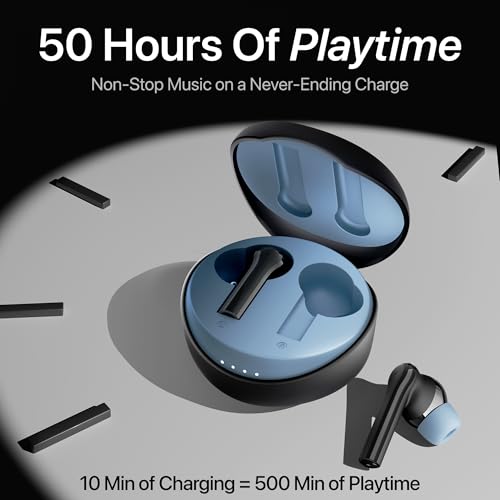 Image of Mivi DuoPods Maxx TWS [New Launch], 13mm Bass Drivers, 50 Hrs Playtime, HD Call Clarity with AI-ENC, Gaming Mode, BT v5.3, Swift Type-C Charging, Made in India Earbuds