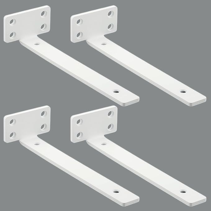 Homestead Decor Wall Bracket for Shelves and Home Decor, Metal L Angle with Matching Screws - Pack of 4 (6'' x 3'x 1.8' Inches)