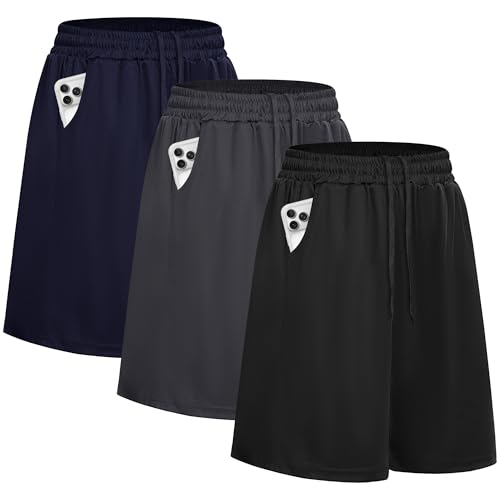 DDOBB Sporthose Herren Kurz 3er Pack Shorts Gym Mit Taschen Laufhose Herren Sommer Kordelzug Basketball Trainingshose