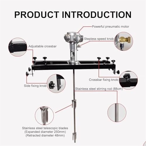 IBC Tote Mixer Agitator - Electric Air Agitator with Folding Propeller for Ink, Paint & Liquid Mixing - Heavy-Duty 5-Cylinder Tank Mixer Machine