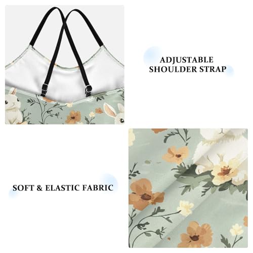 ALAZA Cute Bunny Rabbit Flower Blossom Girls Swimsuit Bathing Suit Beach Swimwear One Piece 3-10T3