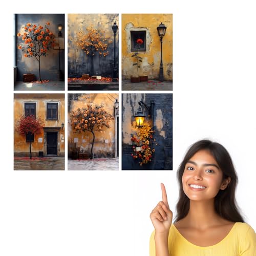Image of SiddArtify Vintage Floral Wall Art Prints Set - Rustic Rose Poster Decor for Living Room Bedroom Office - 12x18 inch Sticker Pack of 6
