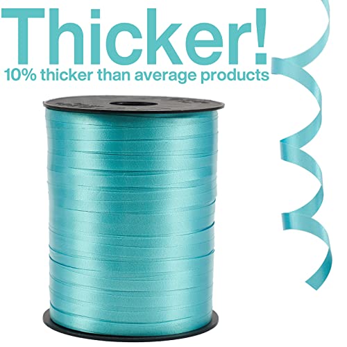 Image of PartyWoo Turquoise Blue Ribbon - 500 Yard Curling Ribbon for Crafts, Balloon String, Gift Wrapping, Florist Flowers (1 Roll) - Blue-9539