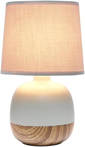 Miniatura 2 de Simple Designs LT2078-LWG - Lámpara de mesa pequeña de mediados de siglo, madera clara y gris claro
