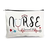 NC Nurse Survival Kit Cosmetic Bag,Fun Gift for Nurse Birthday Gift,Toiletry Jewelry Accessories Makeup Organizer Zipper Pouch for Travel School