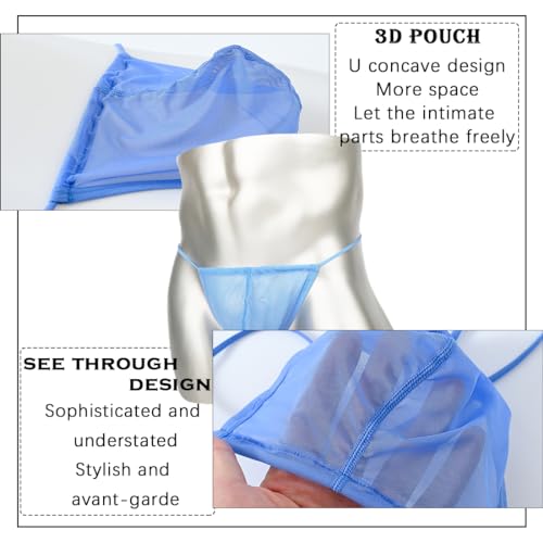 JINSHI Men's Thongs Underwear Silk Brief Micro Mesh Low Rise Sexy T-Back Bulge Pouch Sexy G-Strings Underpants Briefs Nylon4