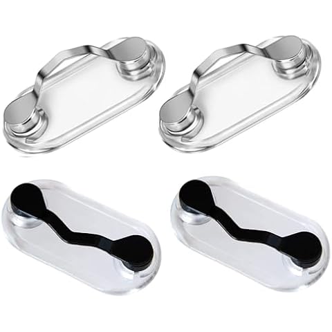Aiptosy Magnetic Eyeglass Holder, Sunglasses Holder, Name tag Badge Holder, ID Badge for Men and Women for Clothes & Shirt (2 Pack Black + 2 Pack Silver) Cover