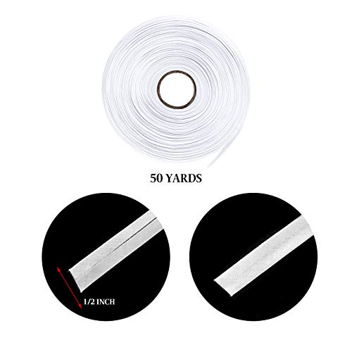 Wxj13 Single Fold Bias Tape 1/2 Inch Bias Binding Tape, Hemming Tape For Carpet Edges, Diy Crafts, Seaming, Sewing, Piping, Quilting (White, 50 Yards) #TOP1