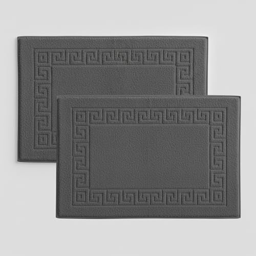 SKY BEDDINGS 2-Pack Dark Grey Cotton Bath Mats - 20' x 30', Ultra-Soft & Super Absorbent, Ring-Spun...