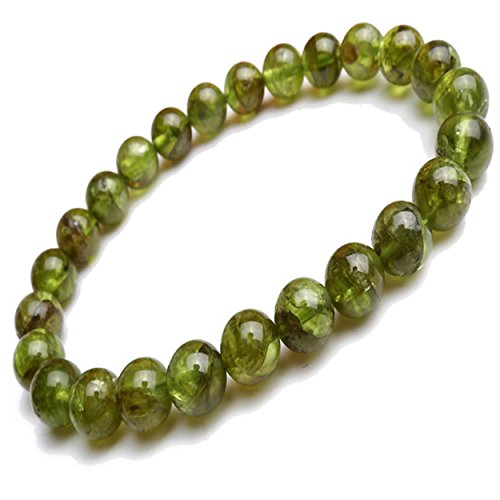 Péridot véritable en bracelet de perles rondes 6mm : éclat du cristal d'olivine naturelle