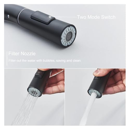 Robinet de cuisine noir extractible doté de deux fonctions de jet d'eau