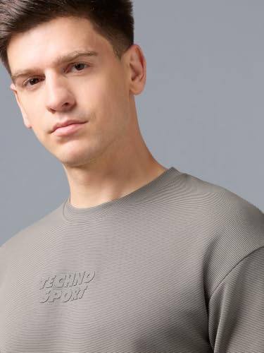 Image of TECHNOSPORT Men Printed Oversized Round Neck T-Shirt with COTFLEX, Dry Fit Sports Tee, Oversized Activewear T-Shirt for Gym, Running, Sports & Casual Wear