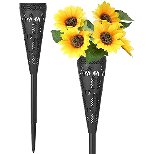 2 Pack Plastic Cemetery Vases Headstone Gravestone Flower Holder Memorial Tombstone Decorations Cemetery Floral Containers Outdoor Memorial With Drain Holes(Does Not Include Flowers) (Size : A) #TOP5