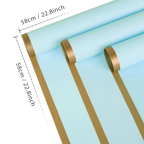 FUHITIM 20 Sheets Flower Wrapping Paper - Waterproof Floral Bouquet Packaging Paper for DIY Crafts,Florist Supplies Packaging Paper for Wedding Birthday Gift(Light blue)