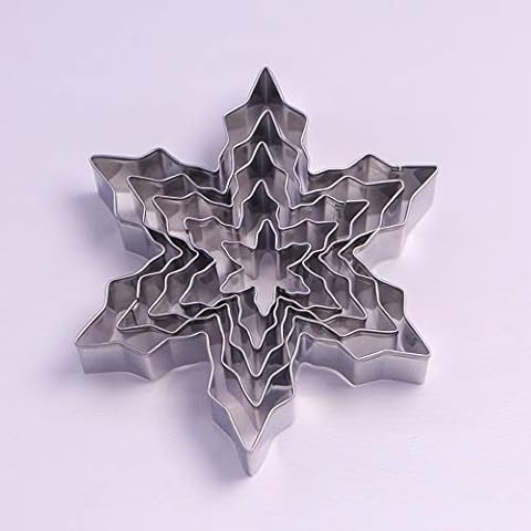 Winter Snowflake Cookie Cutter Set - 5 Piece - Stainless Steel Cover