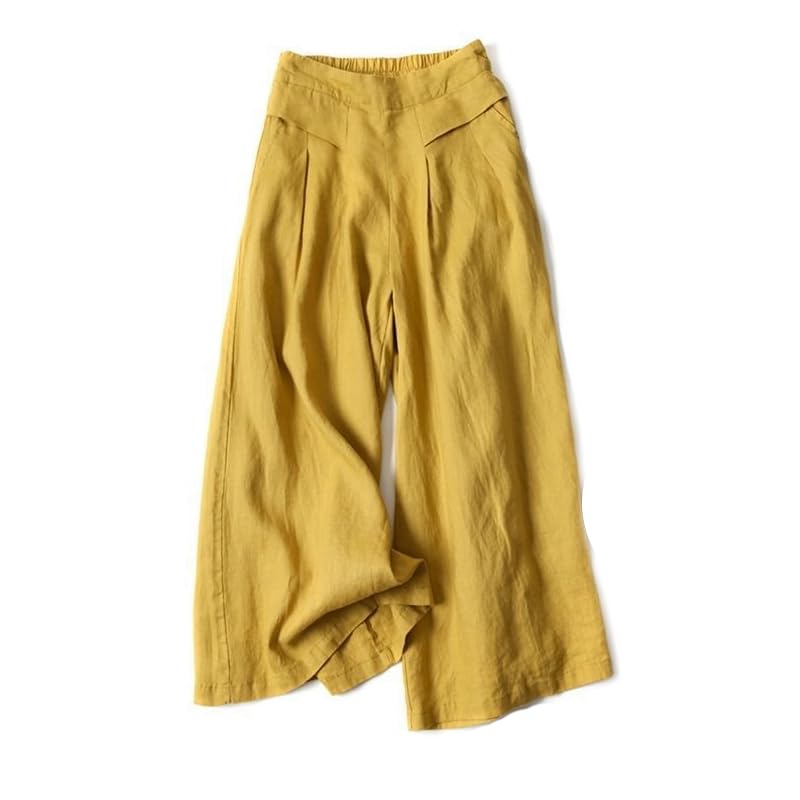Women Linen Palazzo Pants-Casual Summer Wide Leg Trousers,Beach Cruise 2025-Comfy Airport Outfits for Seniors4