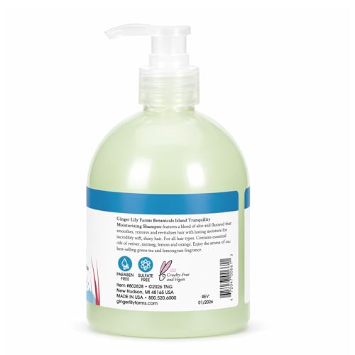 Image of Ginger Lily Farms Botanicals Shampoo, 16.9oz, Island Tranquility | 100% Vegan & Cruelty-Free | Moisturizing Shampoo for All Hair Types