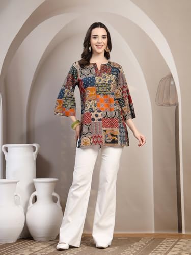 Image of COTLAND Fashions Jaipuri Cotton Printed Short Kurti for Women