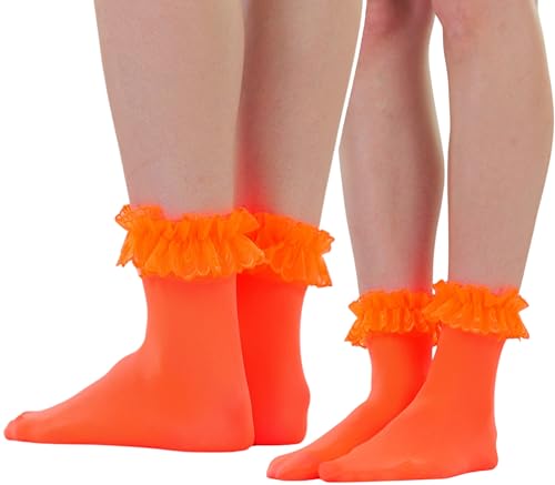 Image of ToBeInStyle Women's Indie Girl Ruffle Trim Heart Net Design Ankle High Fashion Socks