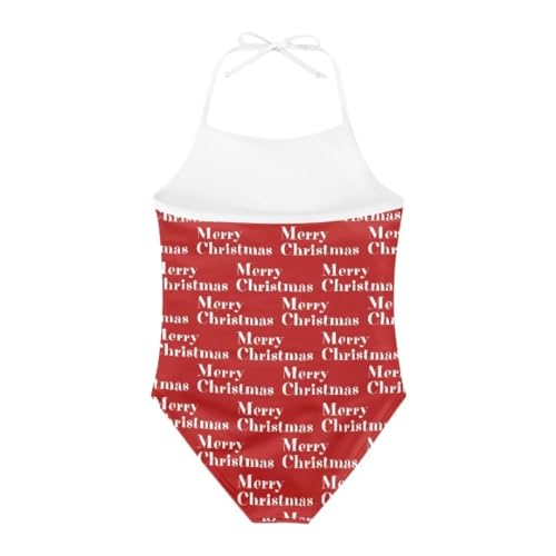 Image of Christmas Kids One-Piece Halter Swimsuits Beach Swimwear Bathing Suit for 3-10 Years Girls