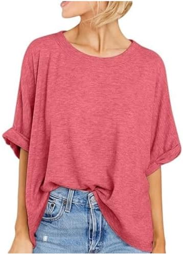 Women's Oversized T Shirts Casual Summer Tops Loose Fit Tunic Tshirts Short Sleeve Tees