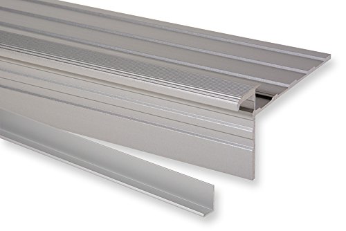 Trepsa Treppenkantenprofil Profil 1 mit Abschluss-Clip | Aluminium eloxiert (1000 mm, Silber)