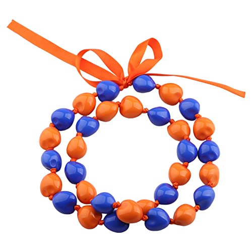 BNQL Hawaiian Kukui Nut Lei Necklace Graduation Leis Chunky Beaded Necklace with Ribbon Graduation Gifts for Her Him