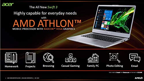 Image of acer Swift 3 SF314-41 14-inch Laptop (AMD Athlon 300U Dual-core processor /4GB /1TB HDD /Window 10 Home 64Bit /Integrated Graphics), Silver