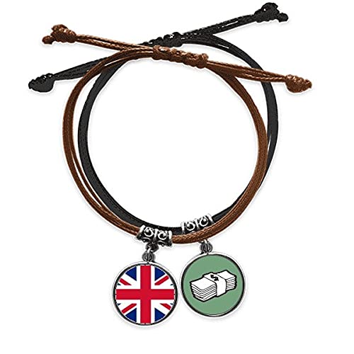 Pulsera de cuero de Reino Unido ajustable que no causa alergias