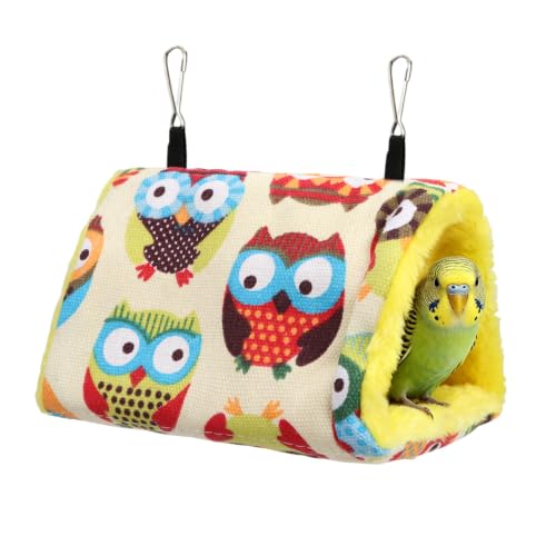 Image of Hypeety Bird Nest Cozy Hanging Bed Cage Warm Plush Hut for Bird, Yellow, S