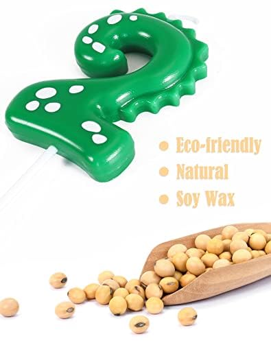 Birthday Candles, 2.8inch Dinosaur Number Candles, Number 2 Candle, Dino Candles, Happy Birthday Candle, Cake Candles Cake Topper, Boys Girls Dinasour Forest Theme 2nd Birthday Party Decorations - Image 6