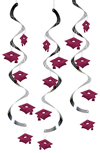 Creative Converting Graduation Caps Dizzy Danglers Party Decor, Burgundy