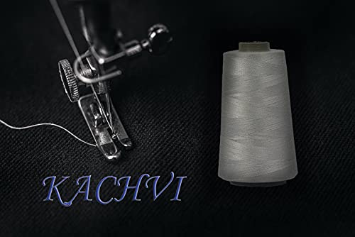 Image of Ace International Exports 3000M Overlock Polyester Sewing Thread Set Box Yarn Spools Cone (Grey) - Pack of 10