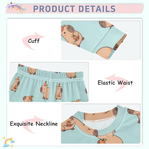 Pajama Sets Long Sleeve Cute Animals with Oranges Soft Comfy Sleepwear 2 Piece PJS 3-8T4