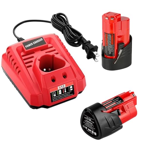 ANTRobut 2 Pack 3500mAh Replacement 12V Lithium Battery + Rapid Charger for 12V Battery 48-11-2411 48-11-2420 48-11-2401 48-11-2402