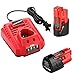 ANTRobut 2500mAh 2 Pack Replacement Lithium 12V Milwaukee M12 Battery + M12 & M18 Rapid Charger for Milwaukee M12 Battery Charger