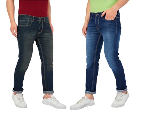 Image of Ben Martin Men's Slim Fit Mid Rise Pack of 2 Stretchable Casusal Denim Combo Jeans Pant, CMB-AU24