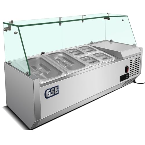 GSE Vitrina refrigerada catering Vitrina refrigerada superior 120cm Vitrina refrigerada 40L GN 1/6 superior refrigerada Mesa refrigerada Gastro estación de servicio con cristal Mesa de preparación Sal