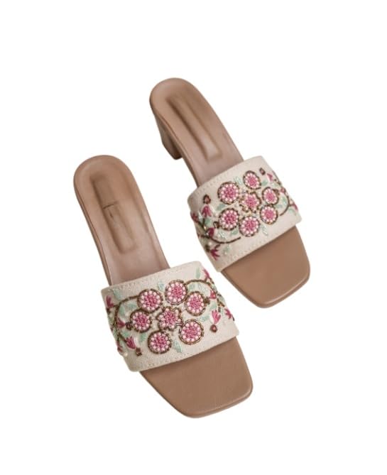 Women's Embroidered Mules Block Heels | Ethnic Slip-On Heeled Flats for Woman | Embellished Work for Womens-picture-45