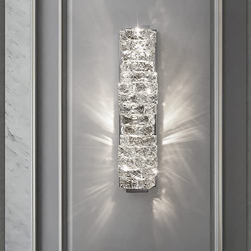 Lámpara de tocador de baño - Lámparas de pared modernas para espejo, lámpara de pared interior con atenuación tricolor de 18 W con pantalla de cristal K9 para sala de estar, dormitorio, pasillo, baño